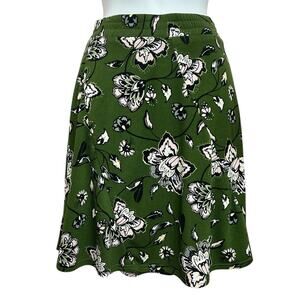 Margaret M. Dark Green Floral A-Line Mini Skirt Sz M Lined Stretch Fashion